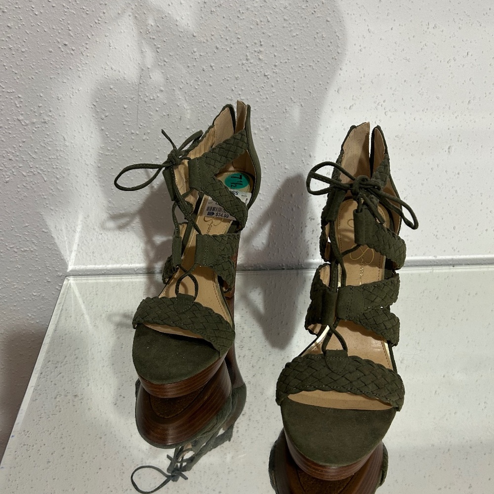 Olive Green Heeled Sandal